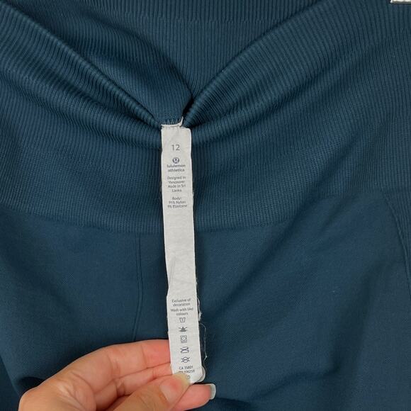 Lululemon Flow & Go Seamless Crop Tights 12 Astro Teal - Picture 2 of 5